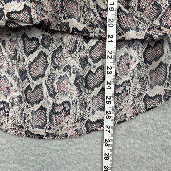 Allsaints Sheer Silk Blouse Penny Mirsa Snakeskin Faux Wrap Size S Designer Edgy - Picture 6 of 8